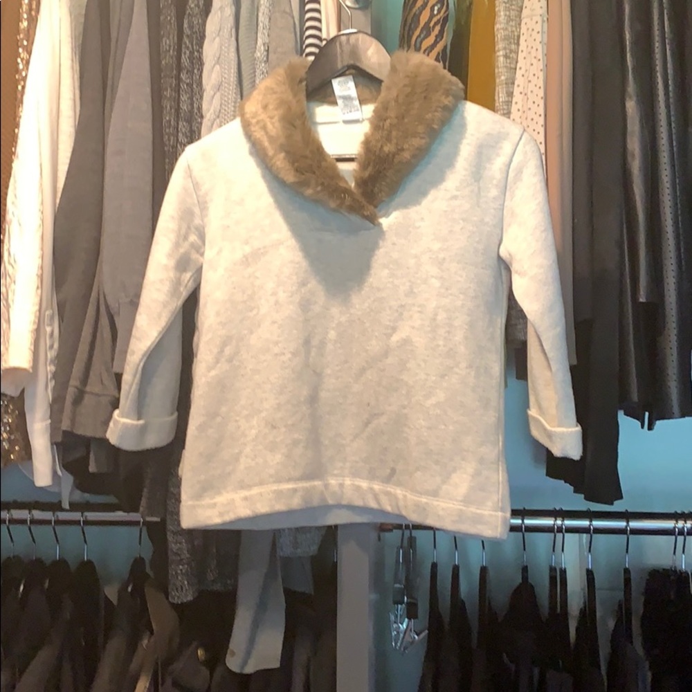 CrewCuts fur trimmed sweater size 10